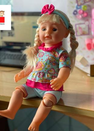 Лялька пупс сестричка дівчинка 45 см функціональний, з волоссям, на шарнірах, їсть, ходить на горщик немов'ятко2 фото