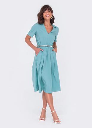 Разные цвета! расклешенное легкое платье из софта миди ниже колен рубашка с коротким рукавом платья4 фото