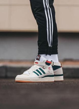 Мужские кроссовки adidas forum high 84 collegiate green red cloud white / smb