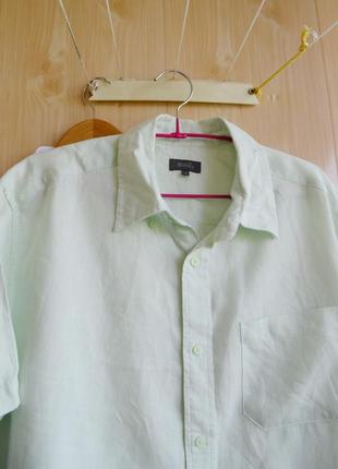 Льон! льняная рубашка с коротким рукавом сорочка чоловіча4 фото