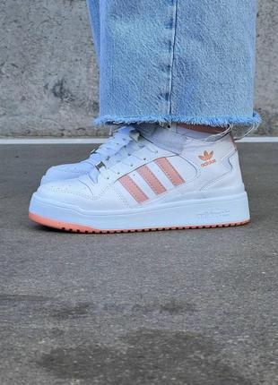 Жіночі кросівки adidas forum 84 hight white pink / smb