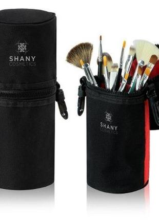 Набір кистей для макіяжу в тубусі шані 15 piece travel brushes with carry on case