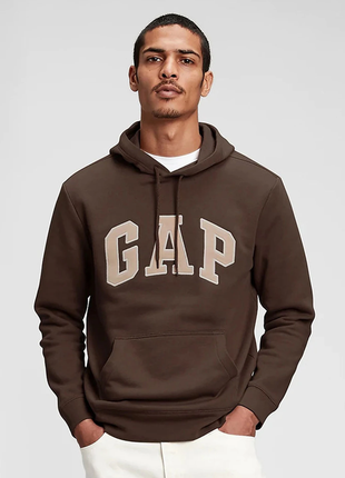 Оригінал чоловіче худі на легкому флісі gap logo hoodie tiktok brown