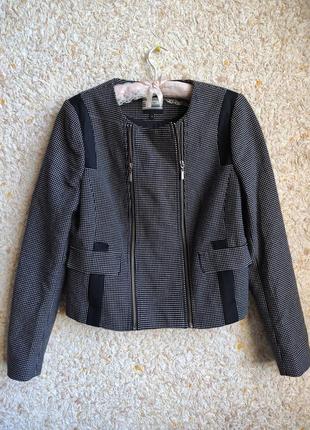 Женский пиджак черный жакет нарядный блейзер брендовый гусиная лапка next3 фото