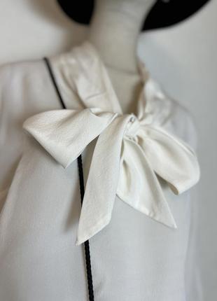 Шелк100%,белая блуза с бантом, классическая,офисная,премиум бренд,uta raasch,3 фото