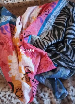 Легкий брендовый коттоновый палантин шарф парео разноцветный anokhi1 фото