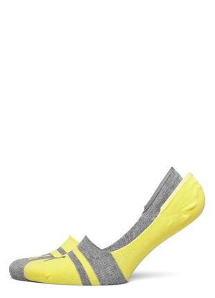 Следы puma unisex heritage footie 2-pack gray/yellow — 141011001-001