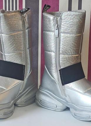 Зимние сноубутсы сапоги ботинки дутики на овчине термо для девочки 9713 том м р.33,353 фото