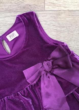 Бархатное велюровое фиолетовое платье на девочку 3-4 года 104 см2 фото