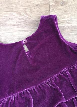 Бархатное велюровое фиолетовое платье на девочку 3-4 года 104 см5 фото