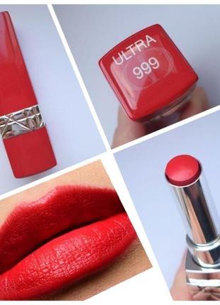 Rouge dior ultra rouge стійка помада зі зволожуючим ефектом відтінок 999 ultra dior 3,2 гр