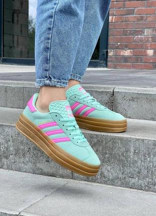 Жіночі кросівки адідас газель adidas gazelle bold pulse mint pink5 фото