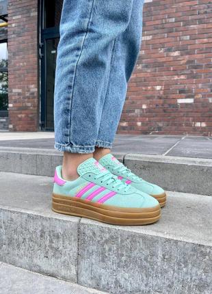 Жіночі кросівки адідас газель adidas gazelle bold pulse mint pink2 фото