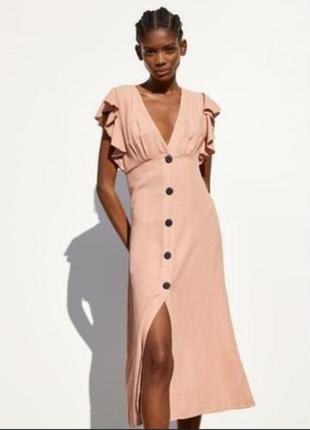Роскошное льняное платье бренда zara