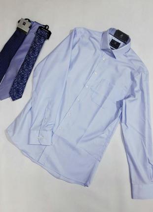 Нежно- голубая мужская рубашка marks&spencer ворот 382 фото