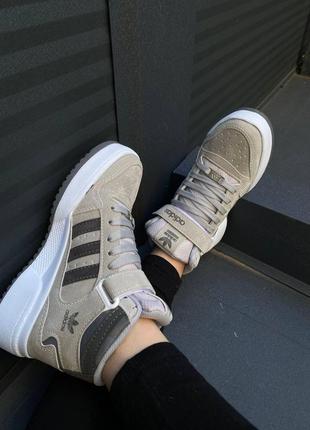 Женские кроссовки adidas forum 84 hight beige white / smb