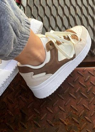 Жіночі кросівки adidas forum bold white beige brown / smb