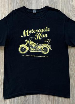 Чоловіча бавовняна футболка з принтом мотоцикла motorcycle run2 фото