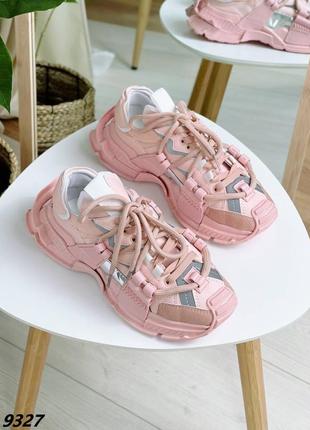 Жіночі кросівки в стилі d&g space  дольче габана пудра рожеві демісезон весна осінь женские массивные кроссовки под бренд пудровые розовые тренд10 фото