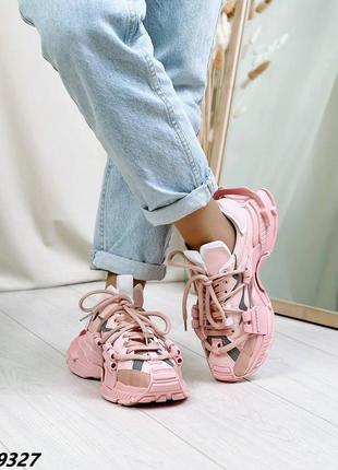 Жіночі кросівки в стилі d&g space  дольче габана пудра рожеві демісезон весна осінь женские массивные кроссовки под бренд пудровые розовые тренд9 фото