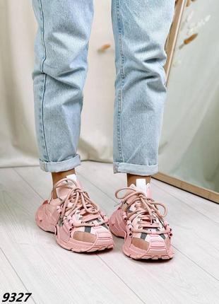 Жіночі кросівки в стилі d&g space  дольче габана пудра рожеві демісезон весна осінь женские массивные кроссовки под бренд пудровые розовые тренд8 фото