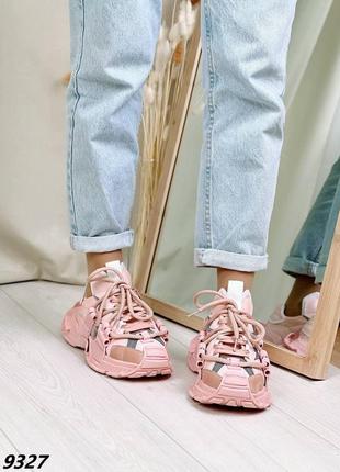 Жіночі кросівки в стилі d&g space  дольче габана пудра рожеві демісезон весна осінь женские массивные кроссовки под бренд пудровые розовые тренд6 фото