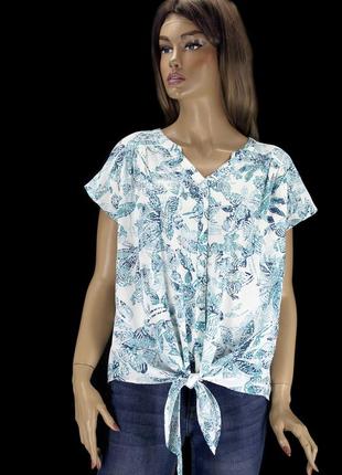Красивая вискозная блузка "debenhams" с растительным принтом. размер uk14/eur42.1 фото