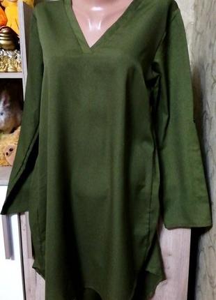 Удлиненная легкая туника платье-рубашка длинный рукав4 фото