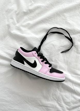 Новинка ❤️ кожаные кроссовки jordan low pink black1 фото
