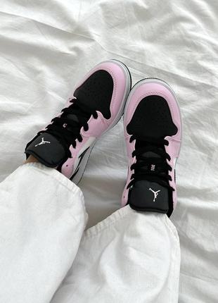 Новинка ❤️ кожаные кроссовки jordan low pink black6 фото