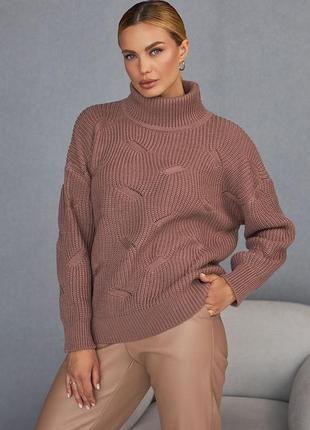Женский вязанный свитер оверсайз цвет сухая роза. модель 2479 trikobakh1 фото
