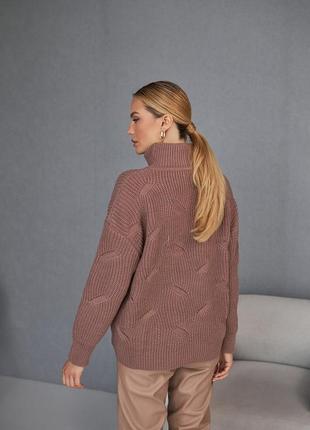 Женский вязанный свитер оверсайз цвет сухая роза. модель 2479 trikobakh3 фото