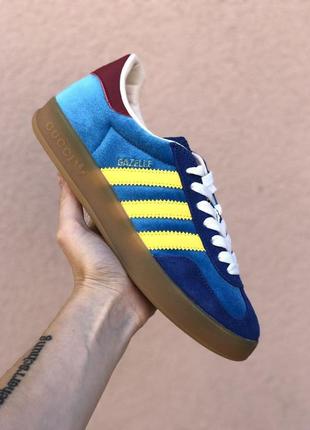 Adidas gazelle x gucci трендові блакитно жовті кросівочки кеди адідас гучі весна літо голубые жёлтые кроссовки кеды бренд демисезон