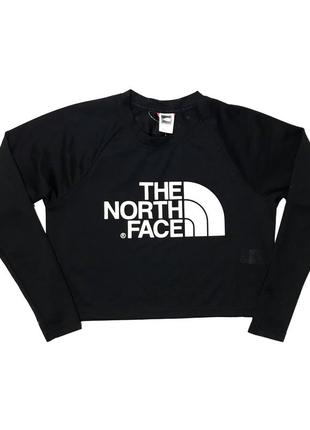 Лонгслив the north face big logo кроп топ укороченная кофта черная кофточка большое лого