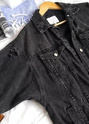 Черная джинсовая куртка 36 размер с4 фото