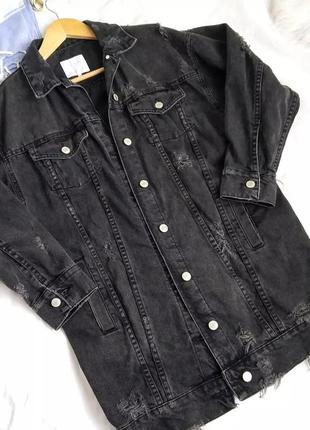 Черная джинсовая куртка 36 размер с