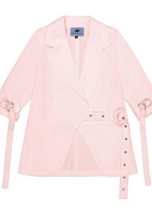 Уникальный асимметричный пиджак из органического хлопка розовый