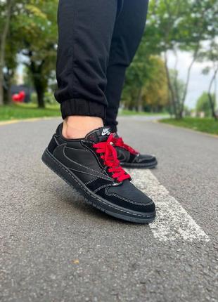 Чоловічі кросівки чорні air jordan retro 1 low x travis scott og 'black phantom'