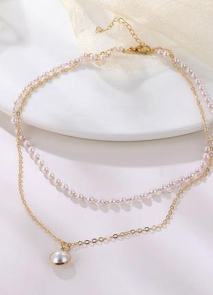 Двойной подвес на шею под золото, цепочка на шею