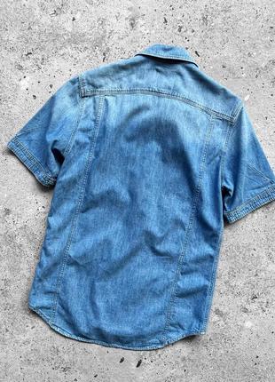 G-star raw 3301 slim denim button shirt сорочка на короткий рукав6 фото