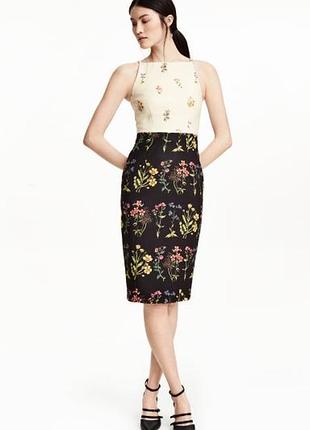 Пртталенное миди платье карандпш в цветочный принт h&m