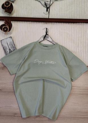Бавовняна фісташкова футболка оверсайз boohoo p m