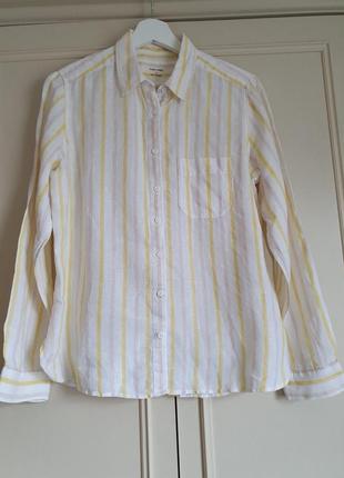 Натуральная льняная рубашка pure linen m&s 20/48 eur