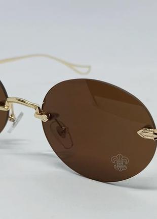 Chrome hearts очки мужские солнцезащитные овальные коричневые1 фото