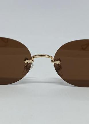 Chrome hearts очки мужские солнцезащитные овальные коричневые2 фото