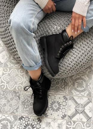 Ботинки женские весна-осень timberland 6 inch premium black термо, демисезонные, ботинки тімберленд жіночі чорні5 фото