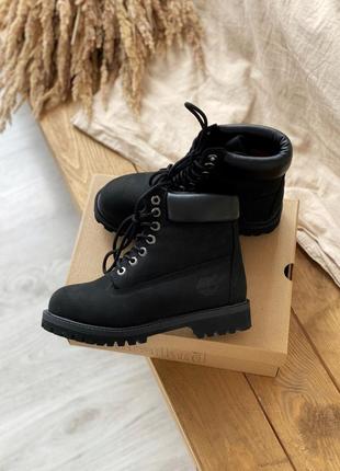 Ботинки женские весна-осень timberland 6 inch premium black термо, демисезонные, ботинки тімберленд жіночі чорні7 фото