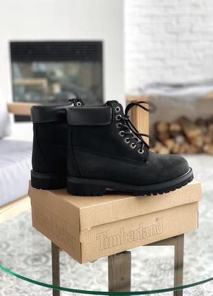 Ботинки женские весна-осень timberland 6 inch premium black термо, демисезонные, ботинки тімберленд жіночі чорні9 фото