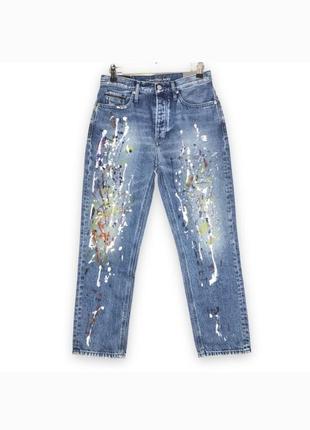 Женские синие джинсы-бойфренды с принтом от calvin klein jeans размер xs (42)