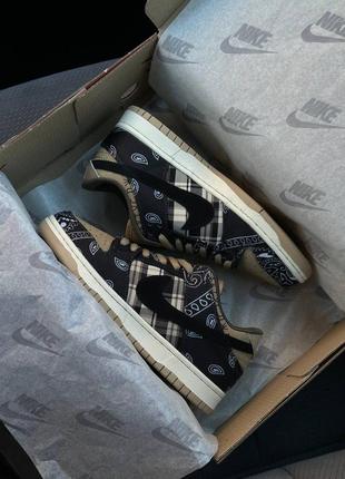Новые женские коричневые кроссовки nike sb dunk low travis scott cactus jick тревис скот кактус джек